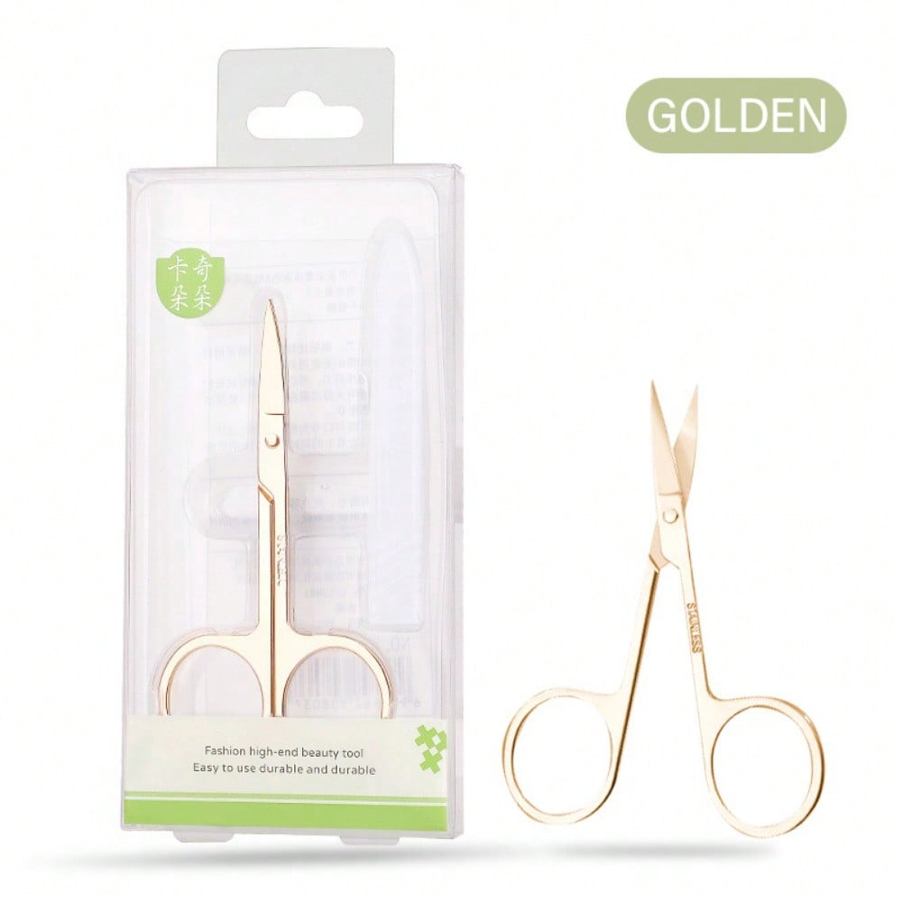 1 Stück Augenbrauenknipser, ein spitz gebogener Augenbrauenknipser, Gold-Silber-scharfer Schönheitsknipser aus rostfreiem Stahl