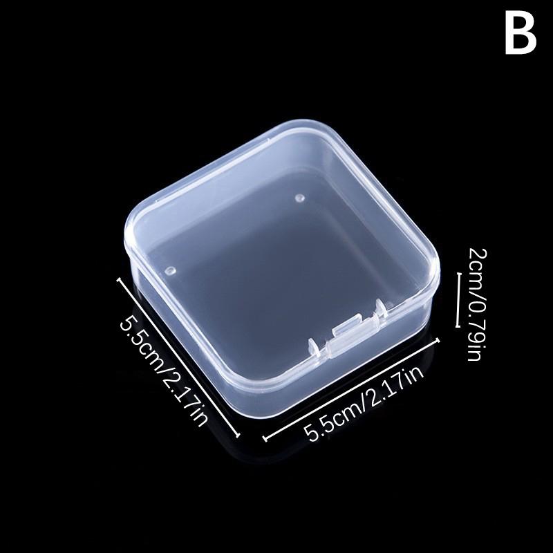2Pcs Mini Square Boxes Clear Plastic Jewelry Storage Case Container Packaging Box For Earrings Rings Beads Collecting