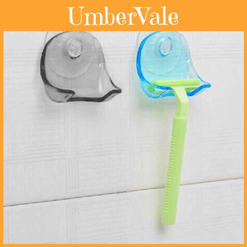 Clear Plastic Super Suction Cup Razor Rack With Easy Installation For Bathroom Use