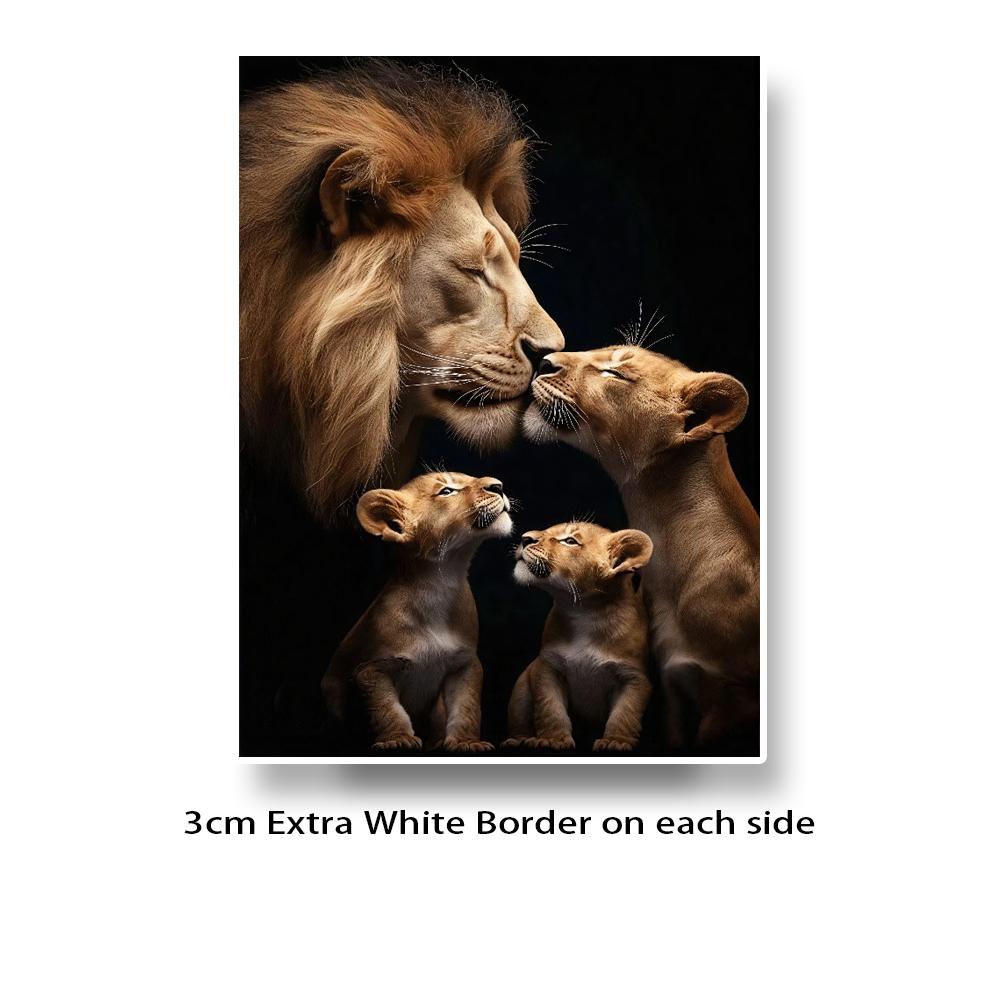 Large Lion Family Warm Wildlife Nature Lover Canvas Painting Poster Print Wall Art Room Home Living Room Wall Decor Art Unframed