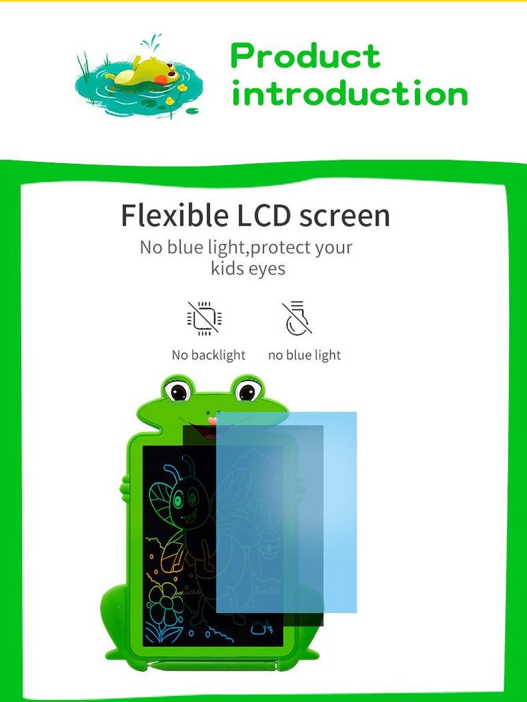 8.5 Inch Frog Cartoon LCD Writing Tablet for Kids - Electronic Drawing and Handwriting Board