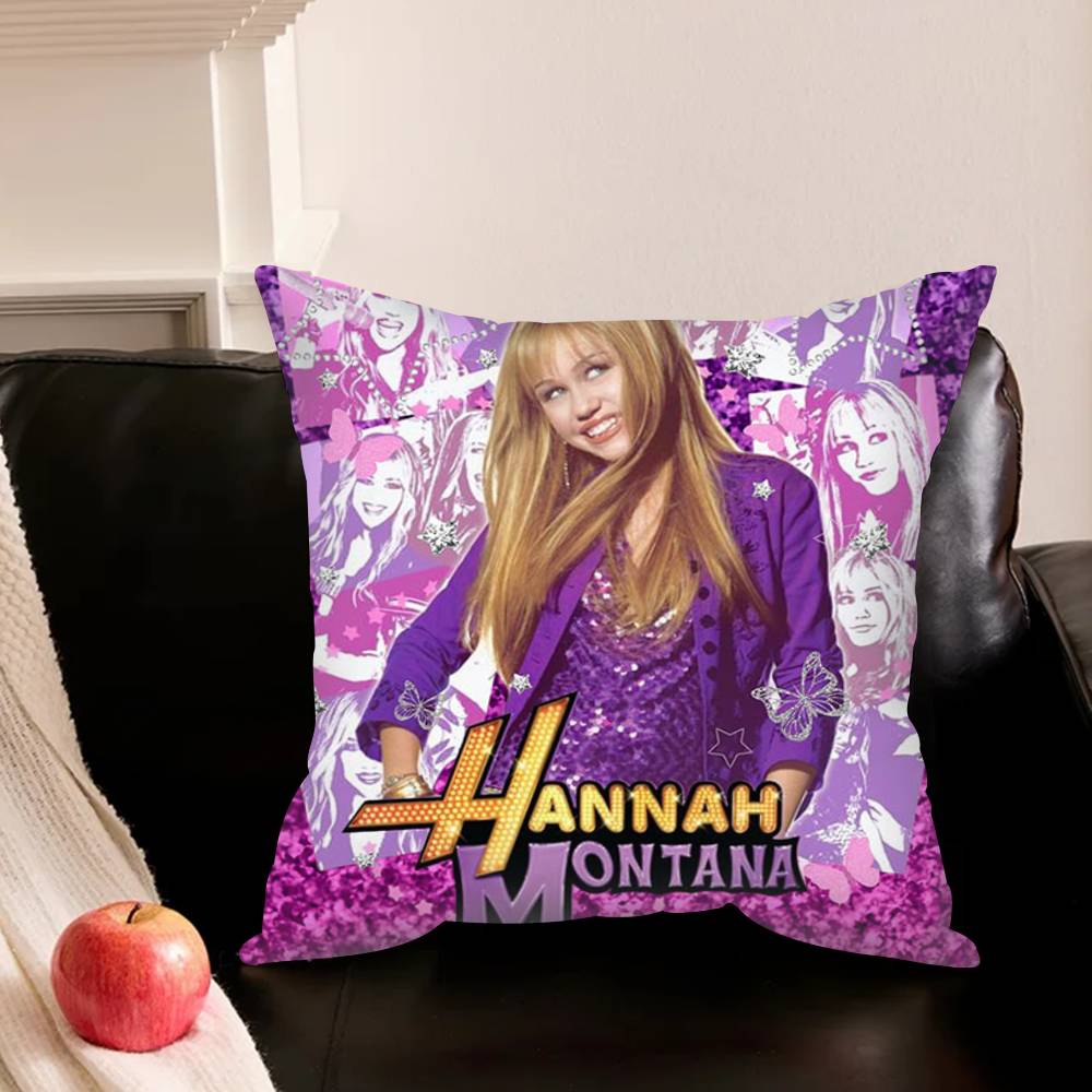 H-Hannah M-Montana Pillowcase Living Room Sofa Cushion Cover Bedroom Room Bed Pillow Cover Home Decoration