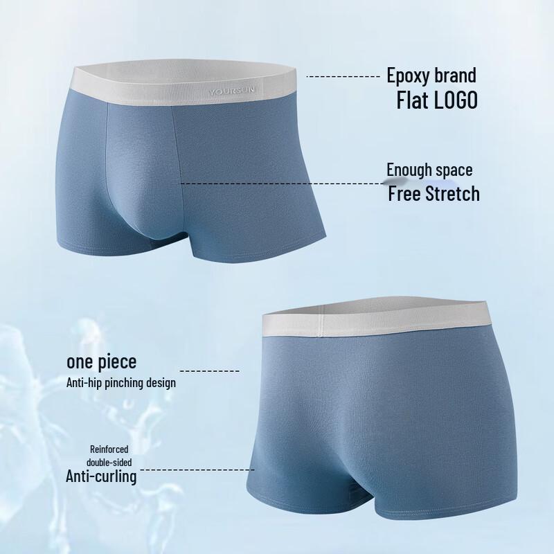 Yiershuang 10A Antibacterial Men's Cotton Boxer Briefs 5-Pack