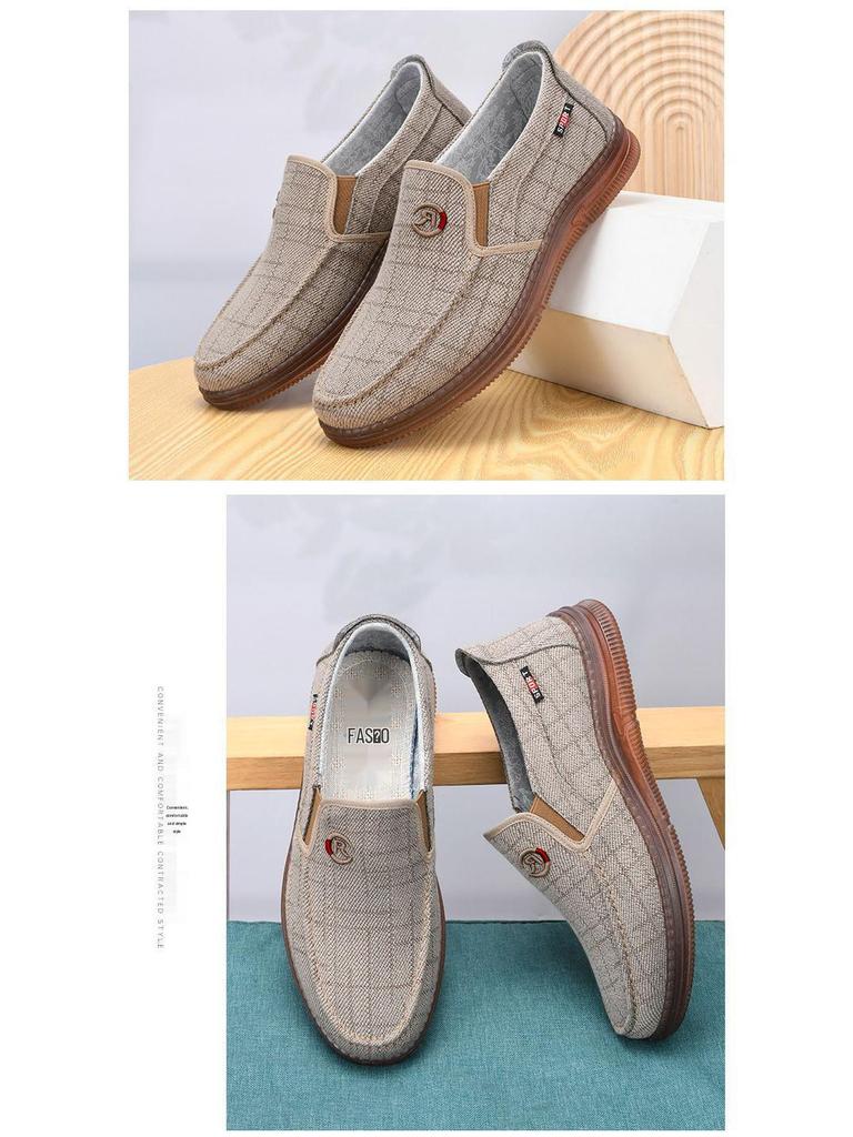 Men's Slip-on Old Beijing Canvas Shoes - Breathable, Non-slip, Wear-resistant Sole, Spring/Autumn Casual Footwear