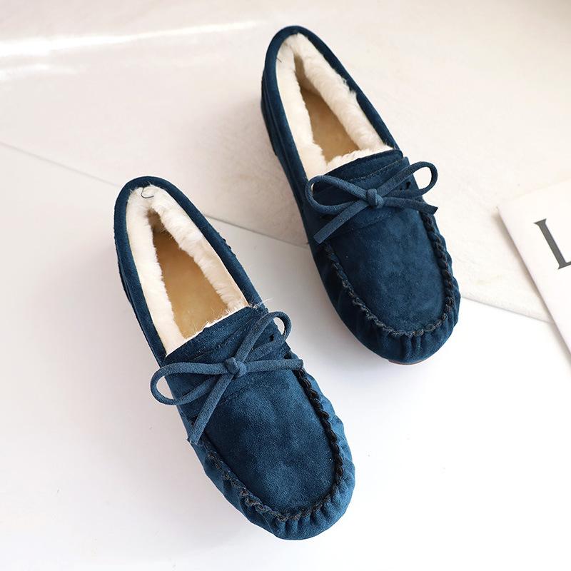 

Большие размеры женские осенне-зимние теплые мокасины на плоской подошве для беременных мам с флисовой подкладкой и мягкой подошвой с бантом 38
