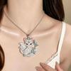 Nine Tailed Fox Enamel Pendant Necklace Colorful Hand-Painted Chinese Mythology Jewelry for Women Thanksgiving Gift