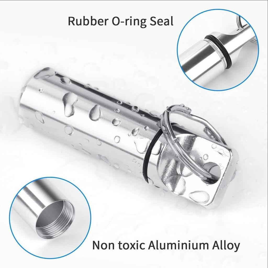Flat-head Aluminum Alloy Medicine & Earplug Storage Keychain - Waterproof Sealed Pill Case