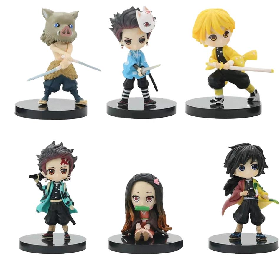Q VersionAnime Demon Slayer Kimetsu No Yaiba Figure Kamado Tanjirou Action Figure Agatsuma Zenitsu Nezuko Warrior PVC Model Toys