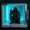 Unique Desktop Sculpture Crouching Hooded Devil God Figurine, Decorative Ornament with Skull Mask & Muscle Lines, Hip Figure Hop Gothic Rocker Statue