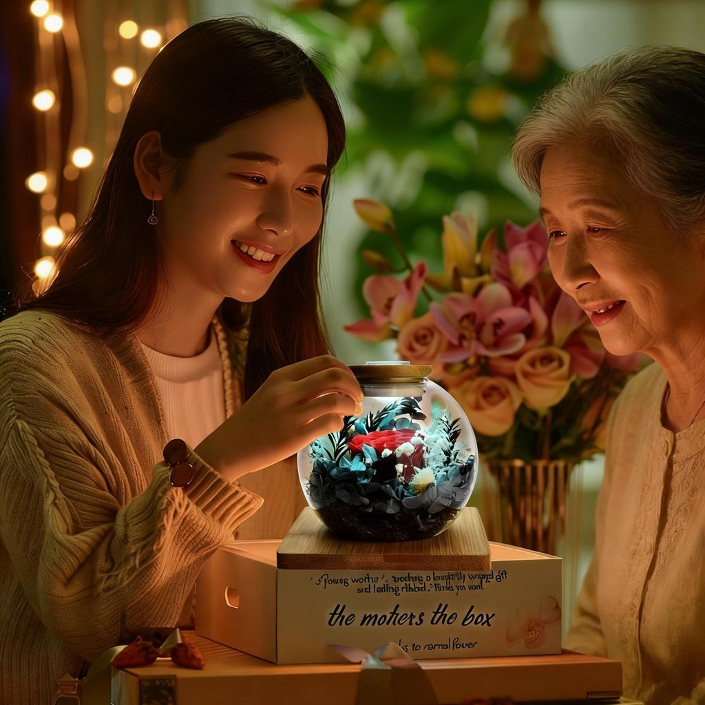 2026 Mother's Day Preserved Roses in a Glass Dome - 60th Birthday Gift for Women - 2-Way Candle Holder with LED Light - Everlasting Flowers - Retireme