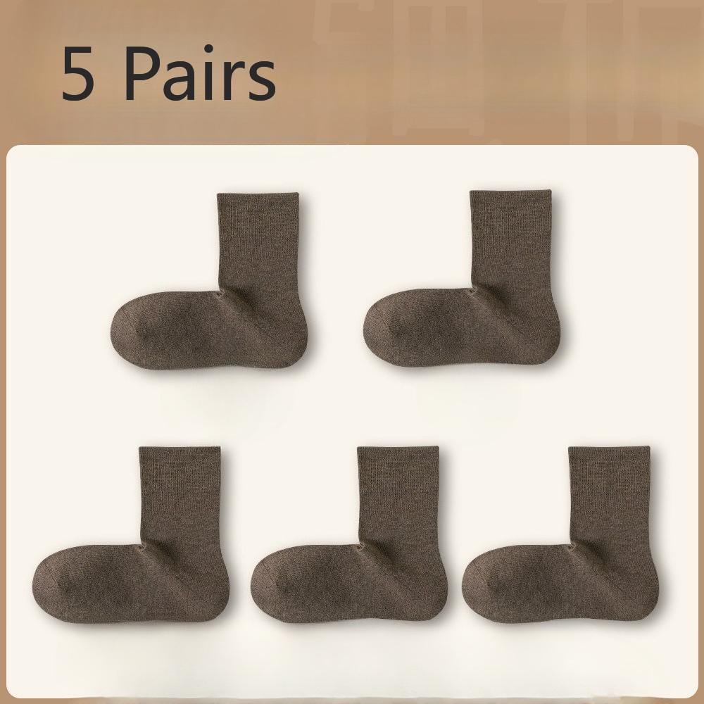 

5 пар женских весенне-осенних носков-труб из чистого хлопка, впитывающих пот, бесшовных, свободных, с прямым углом 5 Pairs