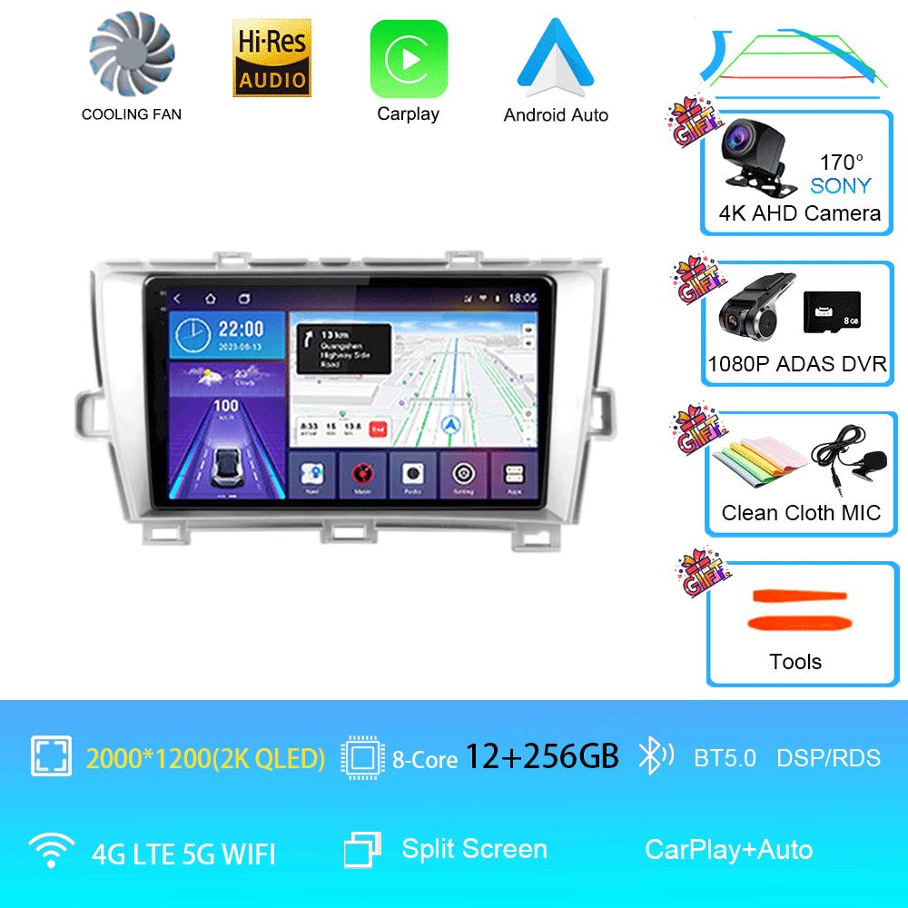 QLED DSP Car Radio Android 14 For Toyota Prius XW30 2009 - 2015 Multimedia Video Player GPS Navigation Stereo Carplay 4G WIFI BT