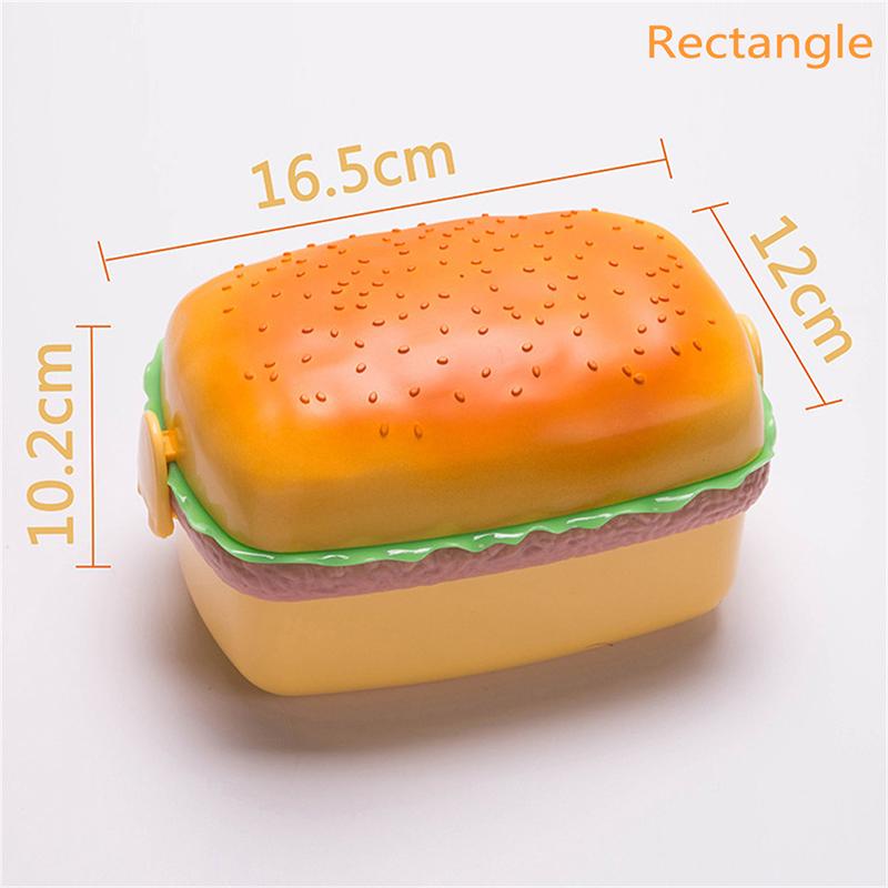 Kreative Hamburger-Doppel-Lunchbox für Kinder, Bento-Box, Lebensmittelbehälter, Aufbewahrung