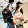 Schoolbag Retro Tooling Large-capacity Schoolbag Female Korean Version High School Student Junior High School Student Contrasting Color Backpack Male