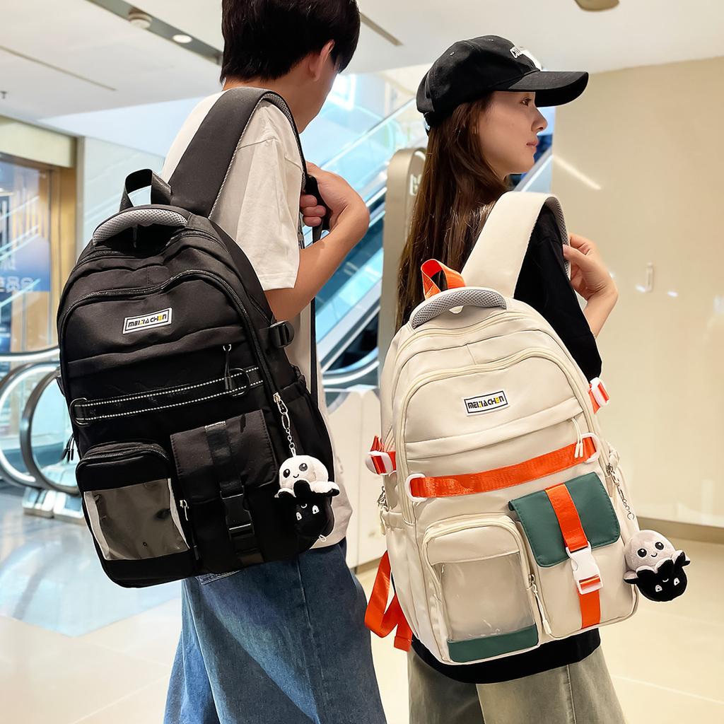 Schoolbag Retro Tooling Large-capacity Schoolbag Female Korean Version High School Student Junior High School Student Contrasting Color Backpack Male