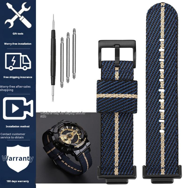 16mm Nylon Strap for Casio DW5600 GWM5610 GA110 GA2100 GA-700 Men's Outdoor Sports Watch Band Modified Metal Adapter Accessories