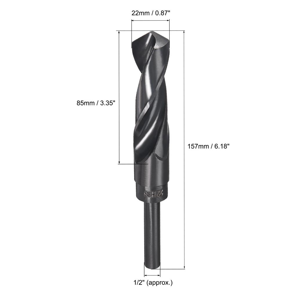 Uxcell 2pcs 14/15/17/18/20/21/22/23/26/27/28/30/35mm Twist Drill Bits Black Nitride Coated HSS-9341 with 1/2" Reduced Shank