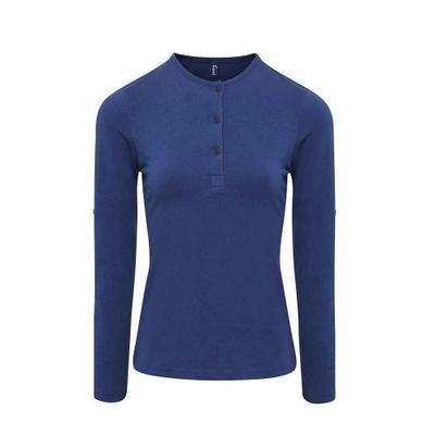 Womens/Ladies Long John Plain Roll Sleeve T-Shirt