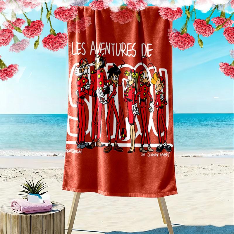 Spirou Blaze Print Beach Towel, Large Soft Quick Dry Towel for Beach Camping Swimming