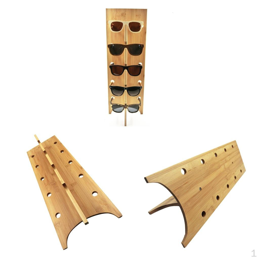 

2 Pcs 5Pair Sunglasses Display Stand Glasses Organizer Holder Wooden Shelves
