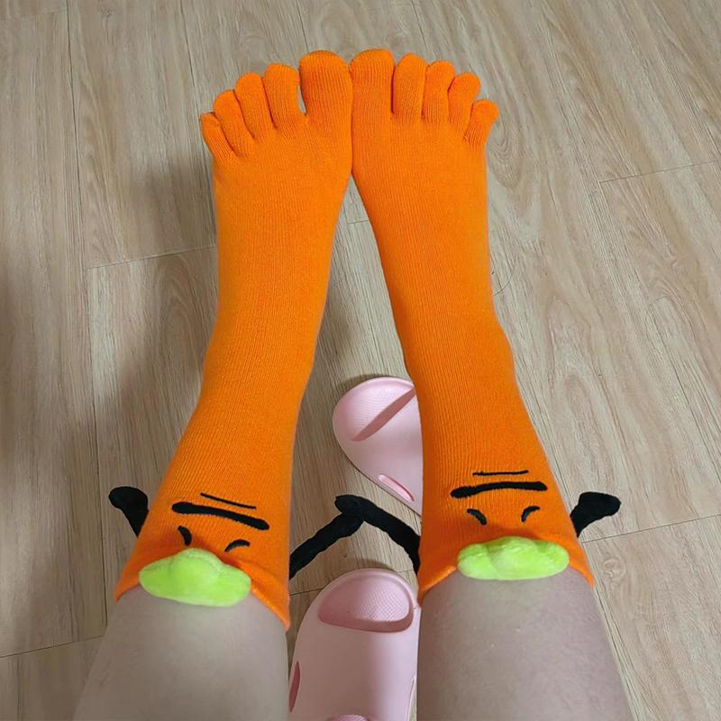 Cute Cartoon Socks Women And Men Five-Toed Socks Casual Daily Mid-Calf Socks
