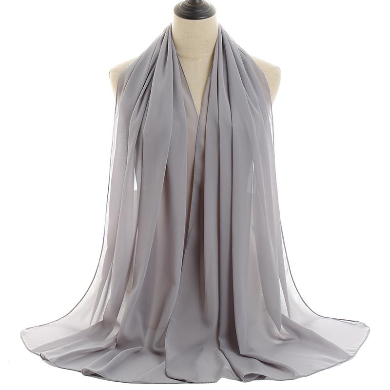 Good Stitching Muslim Chiffon Hijabs for Women Solid Chiffon Shawl Scarf Head Wraps Foulard Femme Hijab Scarves Muslim Turban