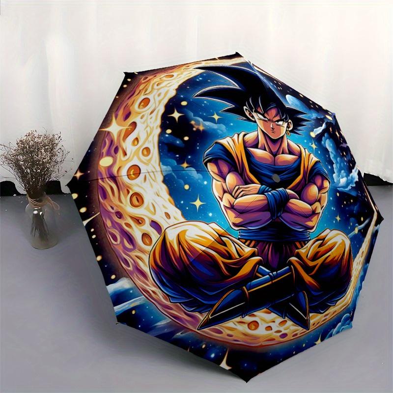 1pc Handsome Son Goku Automatic Folding Umbrella - 3 Folding Design, Vivid Cartoon Pattern, Suitable for Outdoor Activities, A Gift for Fans In A