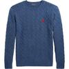 Polo FW23 Kleines Pony Logo Bestickter Rundhals Zopfstrickpullover Herrenpullover Marineblau MNPOSWE16820142-410