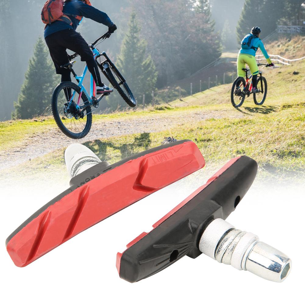 Ett par Blandmaterial Tysta Mountainbike Bromsbelägg Block Skor Cykel CykeltillbehörRöd