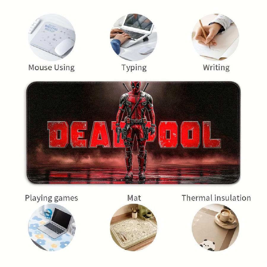 Marvel Deadpool Cooles Mauspads Schreibtischzubehör Spielkonsolen-Pad Tastatur-Mauspad Büro-Pad Computer-Laptop-Pad Wasserdicht