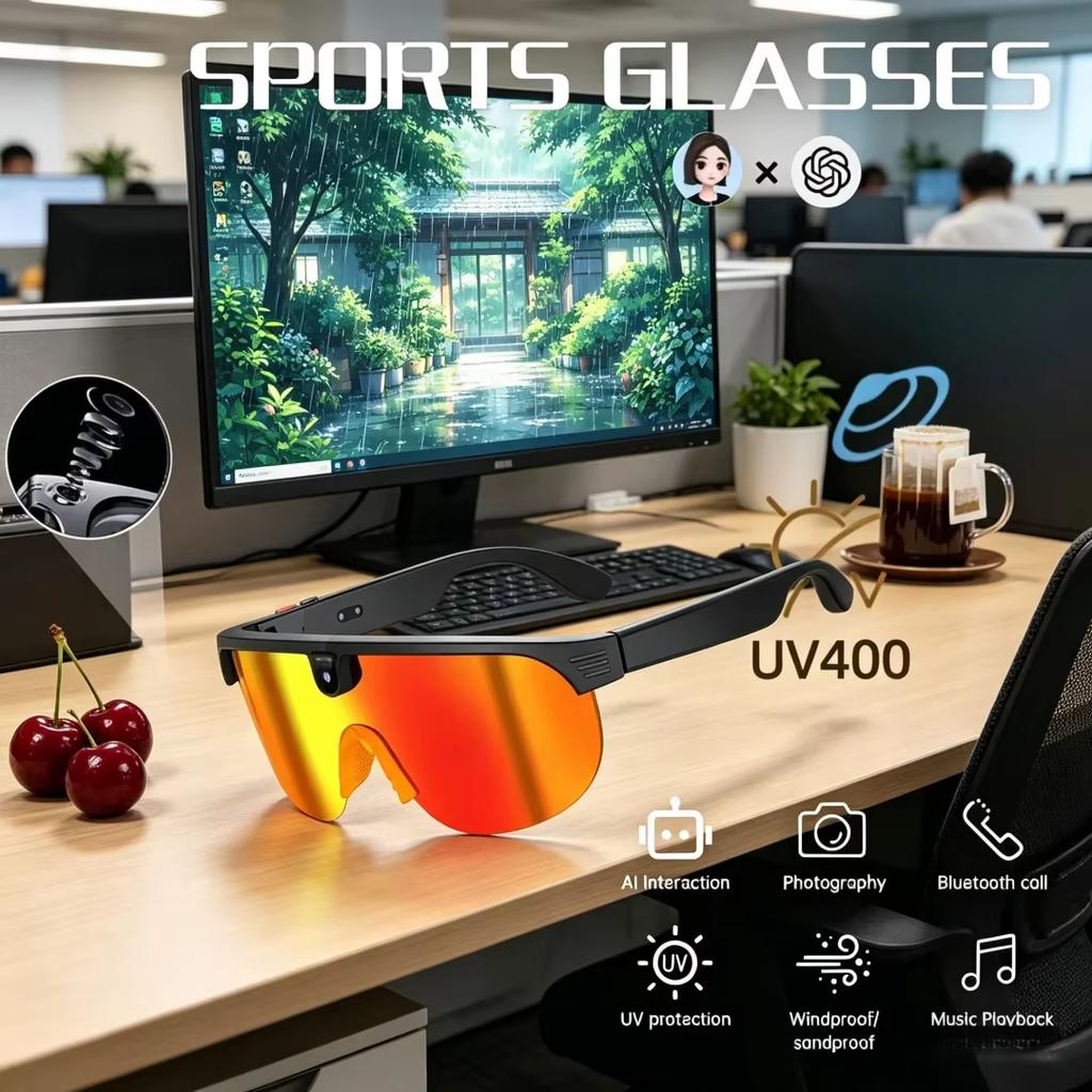 4K Polarisierte Smarte Radsportbrille Unisex 800W Kamera Videoaufnahme Übersetzungs-Sonnenbrille Bluetooth-Anruf Musik Sportbrille Bildstabilisierung