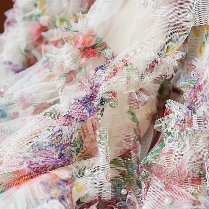 Dimanaf Jupes élégantes en mousseline de soie, taille élastique, plissée, maille, été 2025