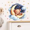 Self Adhesive Cartoon Star Good Night Little Bear On The Moon Wall Stickers For Children's Room Home Beautification Decoration