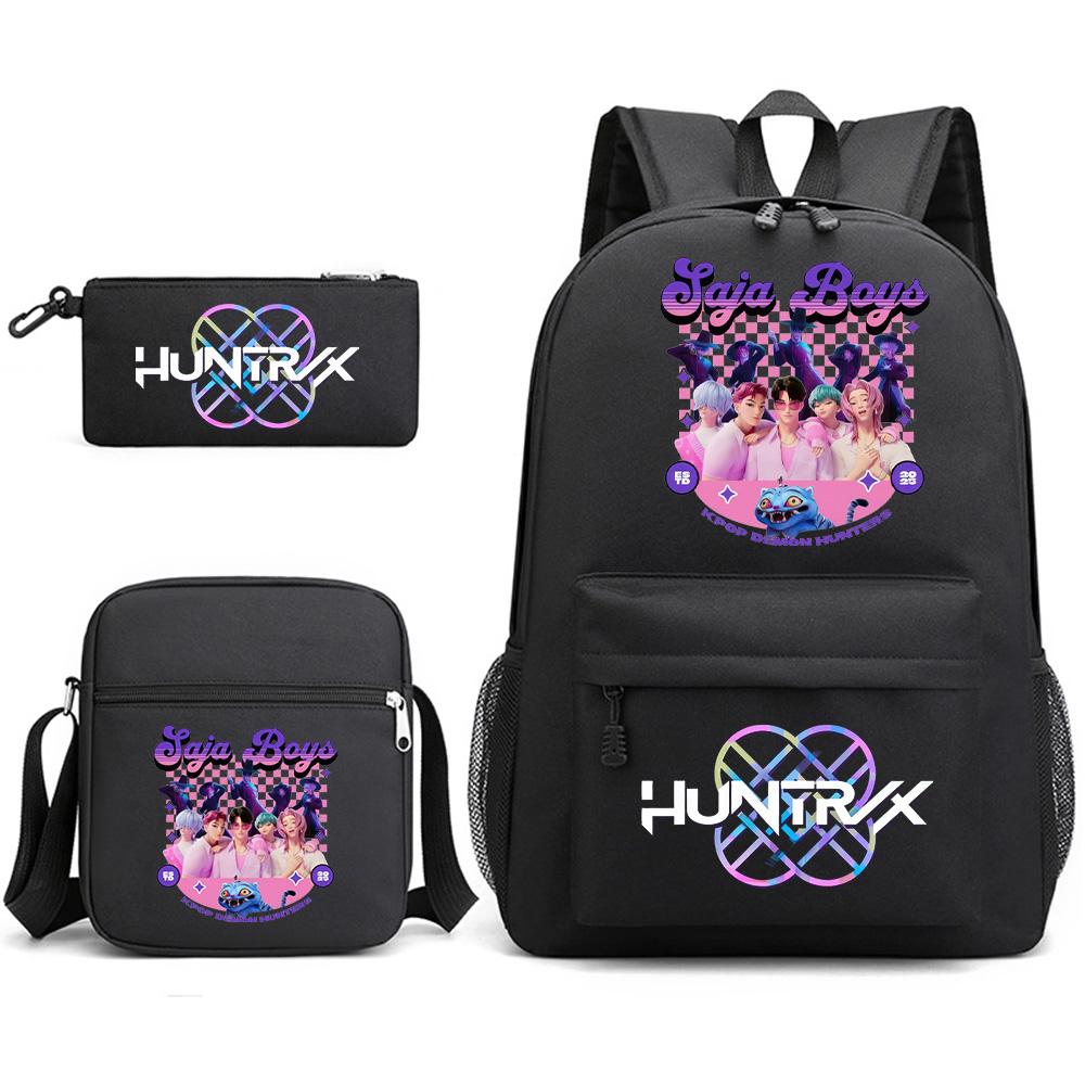3Pcs/set Cartoon Printed Backpack with Shoulder Bag Pencil Case for Teenager Student Boy Girl School Bag Large Capacity Waterproof Bookbag Kid Gift