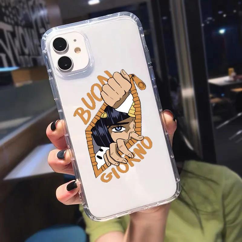 JAMULAR JoJo's Bizarre Adventure Průhledný kryt na telefon Pro iPhone 13 11 14 15 Pro 12 X XS MAX XR SE2 7 Plus Anime Měkký kryt Coque
