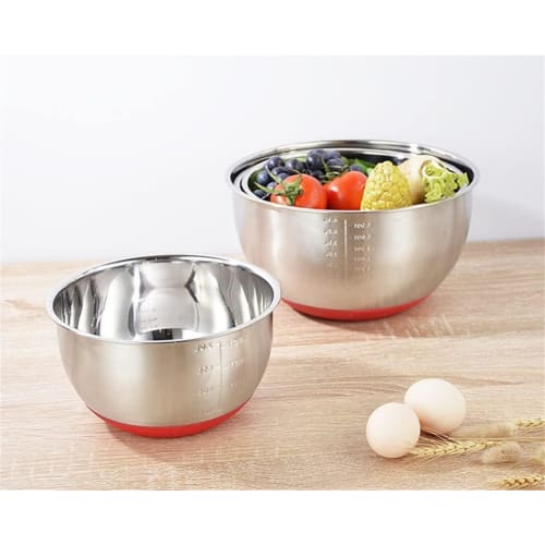 Ladfrol Stainless Steel Mixing Bowl, Deep, Non-Slip, Commercial-Grade (No Lid) (Salad Bowl with No Handle or Nozzle - 304cm, 24cm)
