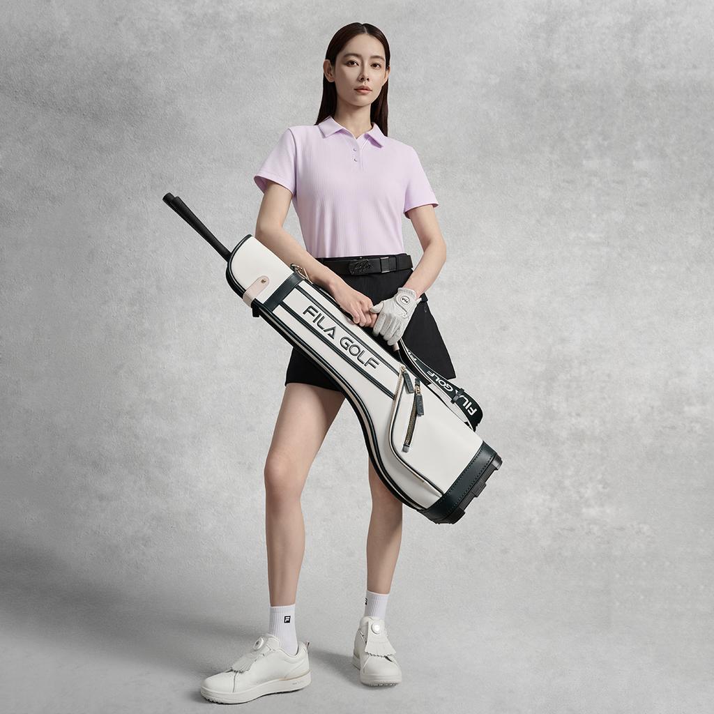 FILA Golf Series Fashion Classic Versatile Cool Breathable Comfortable Sweet Regular Short Sleeve Polo Women tops Cloud-Purple A11W535114FVT