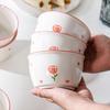 Tulip Underglaze Ceramic Bowl and Plate Set - Stylish Round Tableware