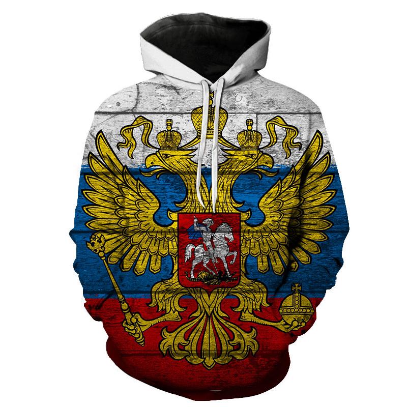 Russian Bear 3D Print Hoodie National Flag of Russia Sweatshirt Men Long Sleeve Pullover Spring Autumn Comfortable Casual Hooded