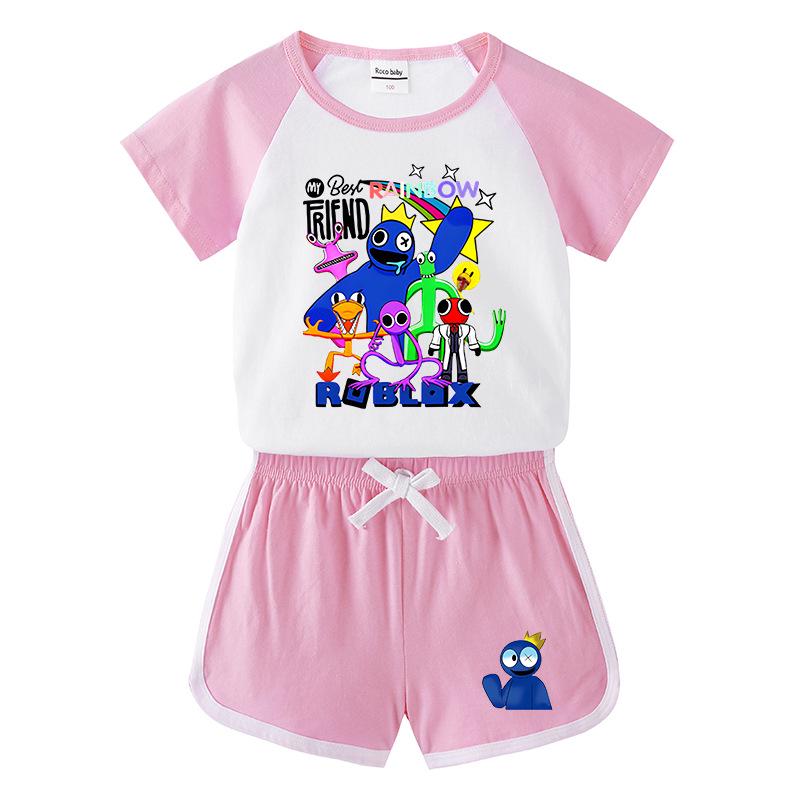 2025 Summer Kids Two-Piece Set: Short Sleeve T-shirt & Shorts for Boys and Girls