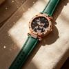 Ladies Butterfly Watch Artificial Leather Strap Quartz Watch Rhinestone Round Dial Fashionable Wristwatch for Women Party Office Date