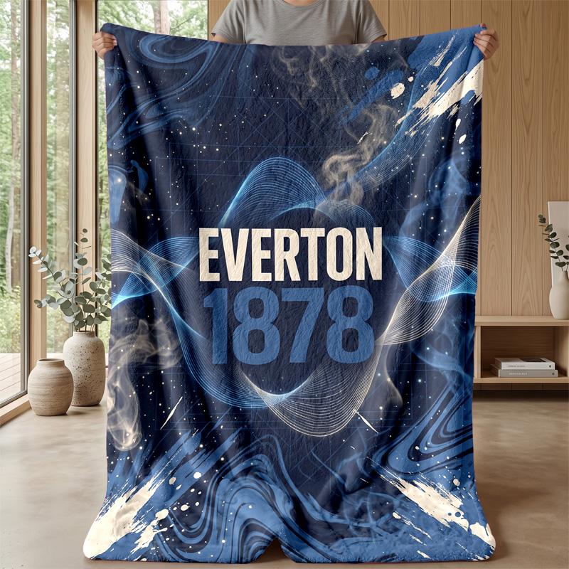 Everton Football Print Flannel Blanket, Soft Warm Lightweight Throw Blanket for Sofa Bed Camping