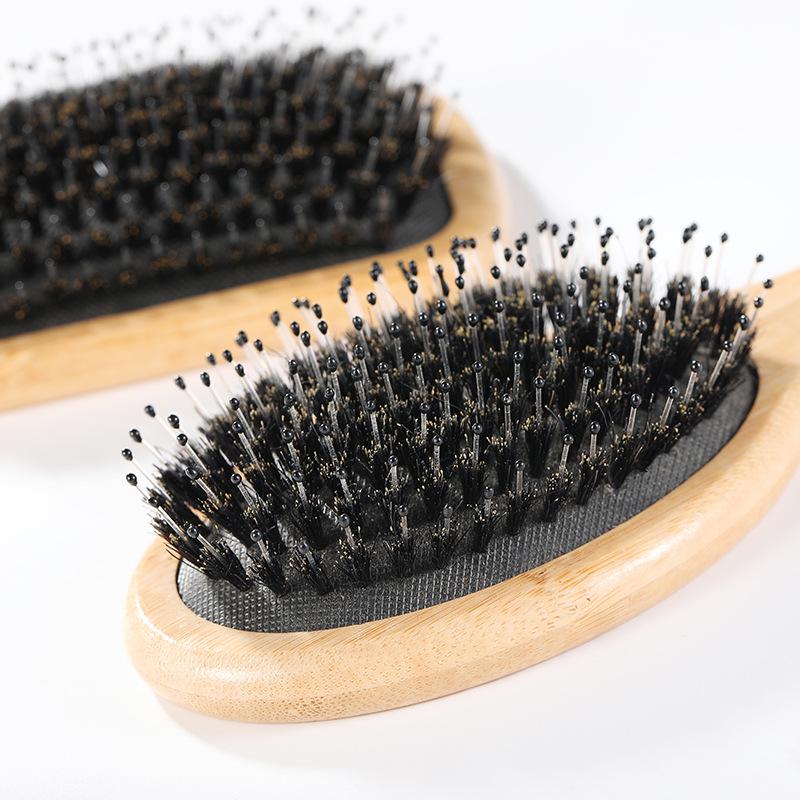 Nanzhu Pig Bristle Cushion Comb - Large Oval Scalp Massage Airbag Hairbrush