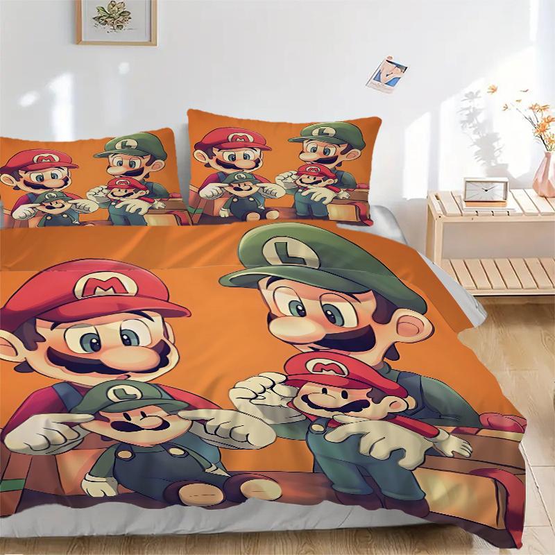 3pcs Heartwarming Adventure of Mario and Luigi Quilt Set - Soft and Comfortable Bedroom, Guest Room and Dorm Decor Bedding Set 1 Quilt Cover