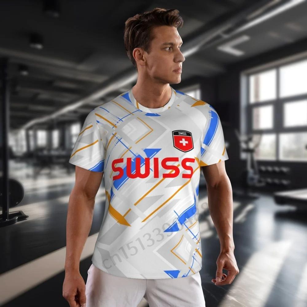 Swiss Switzerland SUISSE Soccer Football Tshirt Print 3D Flag National JERSEY CHEER Training Round Neck Unisex Men Women Sport Short Sleeve Uniform