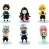 Demon Slayer 6 Pezzi 9cm Figure Chibi Tanjirou Nezuko Modello Anime Giocattolo Regalo di Natale Ornamento da Scrivania per Bambini