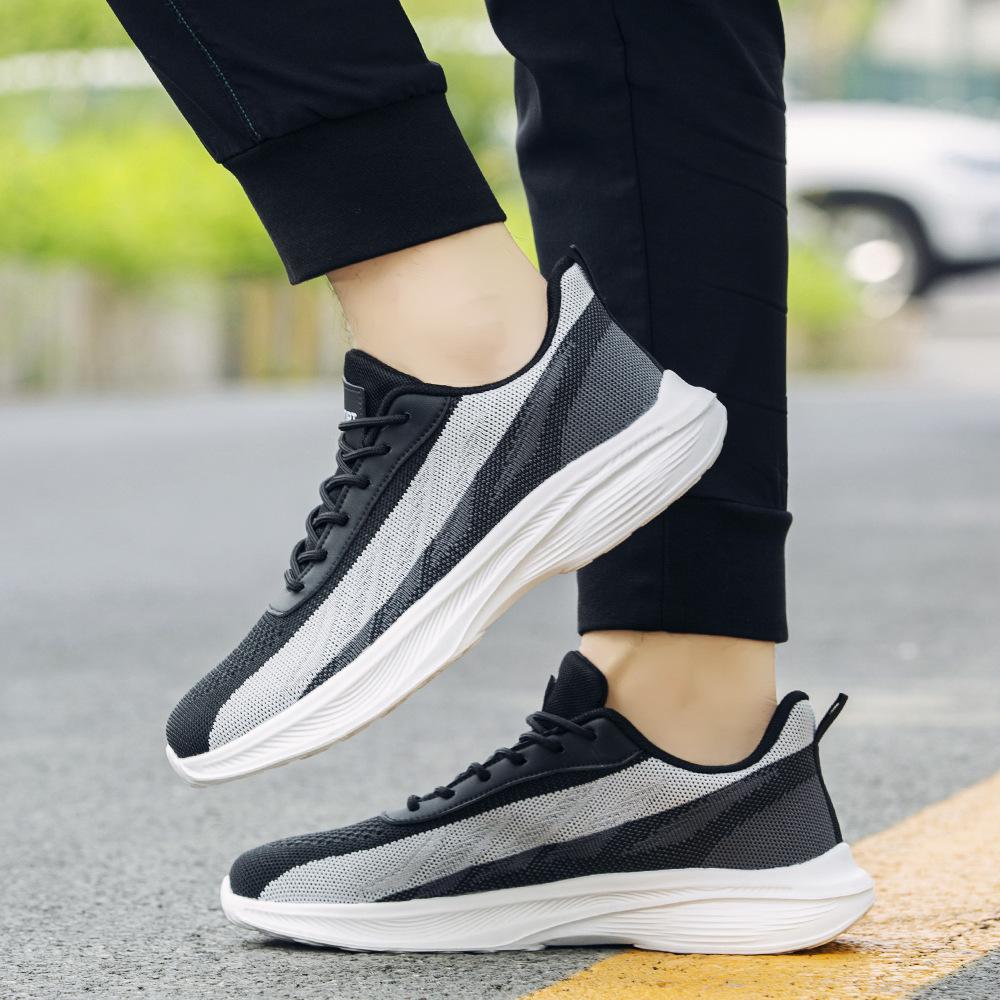 Men's shoes summer breathable large size fly-woven shoes lace-up running mesh casual shoes lightweight versatile sports shoes men