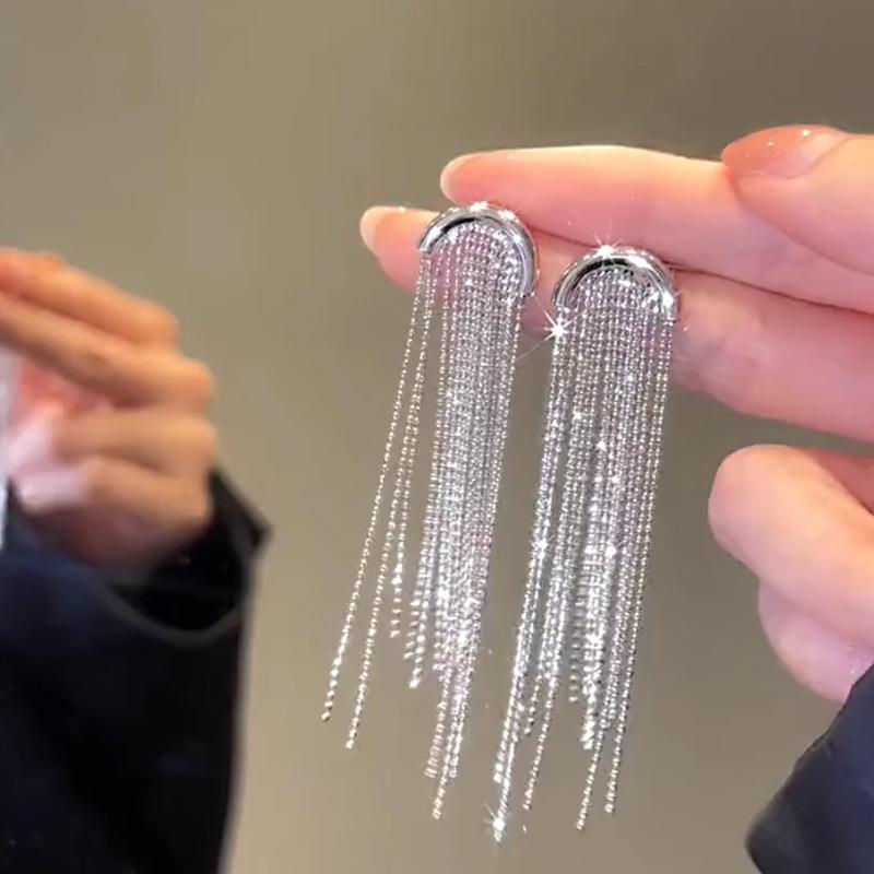 

Серебряная Игла Холодный Ветер Длинные Серьги с Бахромой Женские, Круглое Лицо Худые Серьги Серьги 925 silver needle