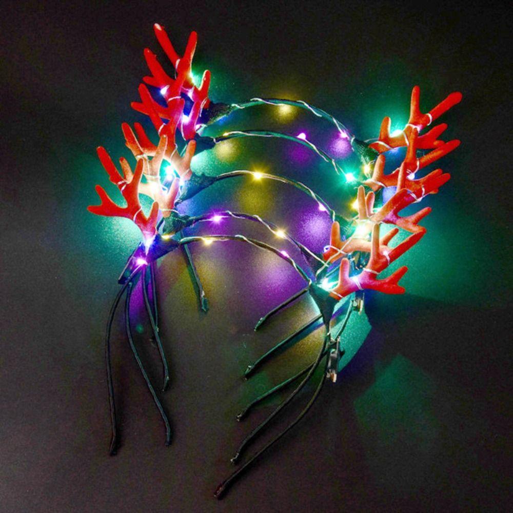 Colorful Flashing Headband LED Lights Luminous Deer Horn Hair Band LED Glow Headband  Kids Gift