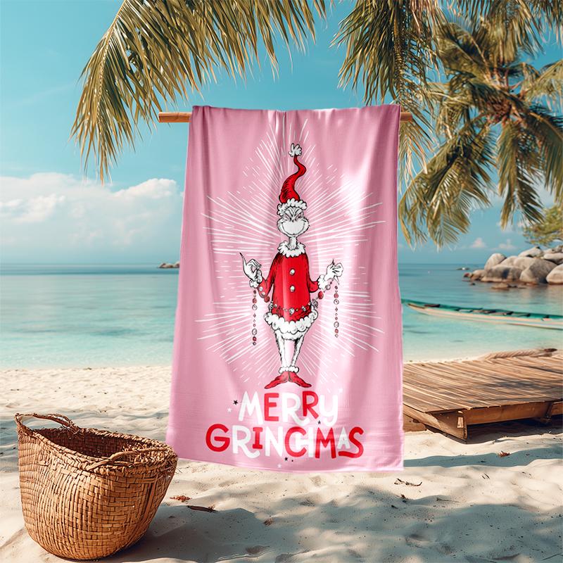 Asciugamano da spiaggia Grinch Campeggio all'aperto Asciugamano da spiaggia per vacanze nuoto Piscina all'aperto Asciugamano da bagno assorbente